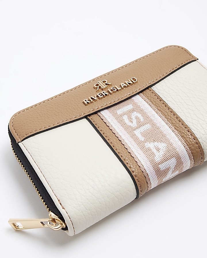 Cream panelled webbing purse River Island
