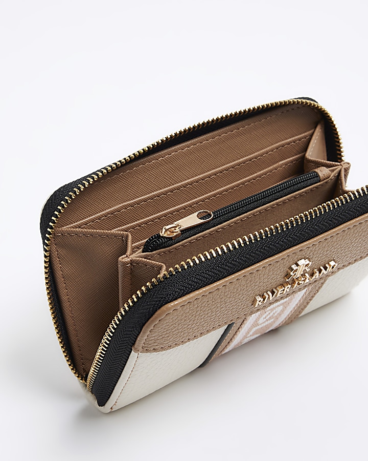 Cream panelled webbing purse