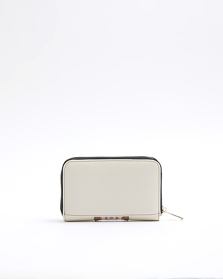 Cream panelled webbing purse