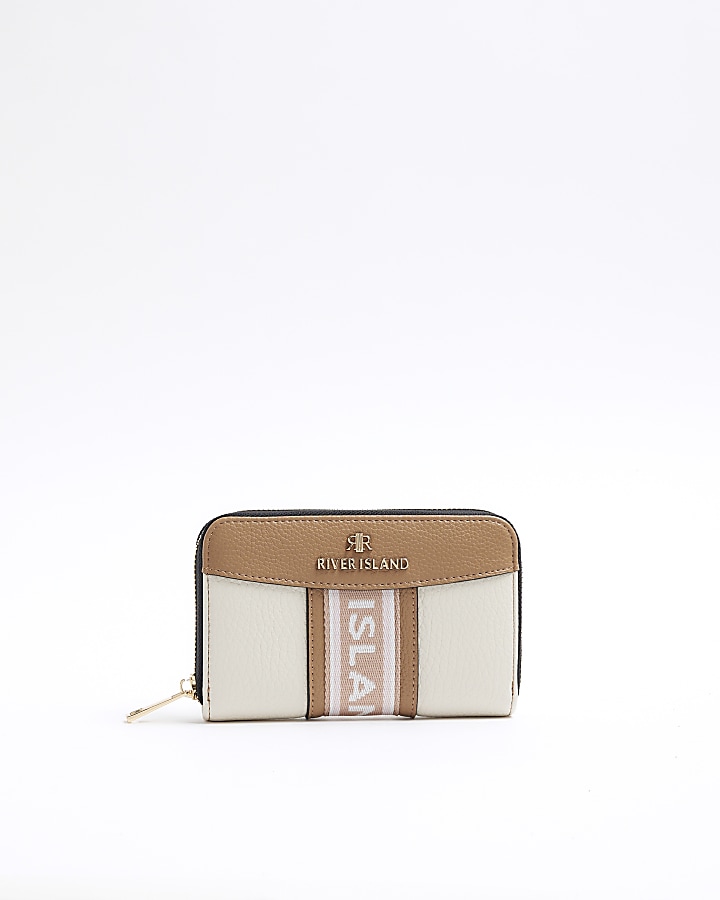 Cream panelled webbing purse