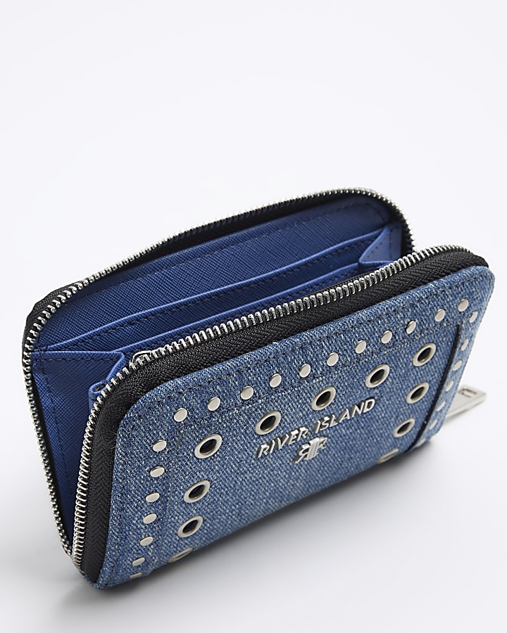 Blue denim studded purse