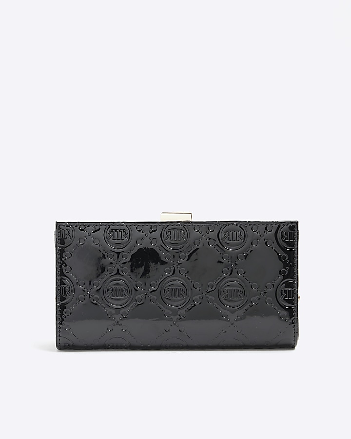 Black patent embossed purse