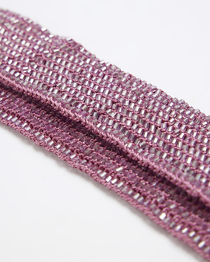 Pink Beaded Scarf Necklace
