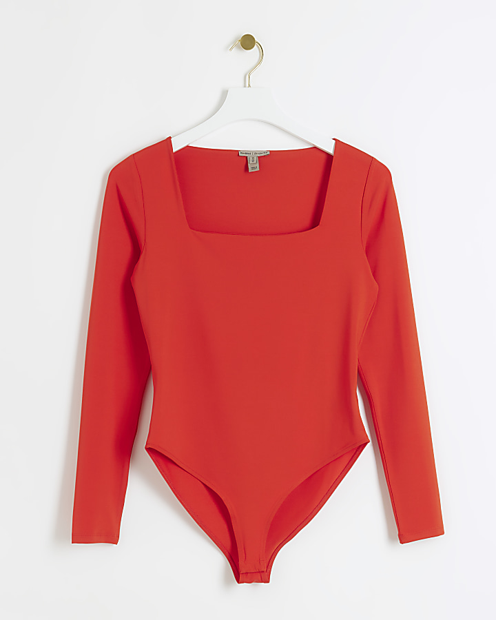Red long sleeve bodysuit River Island