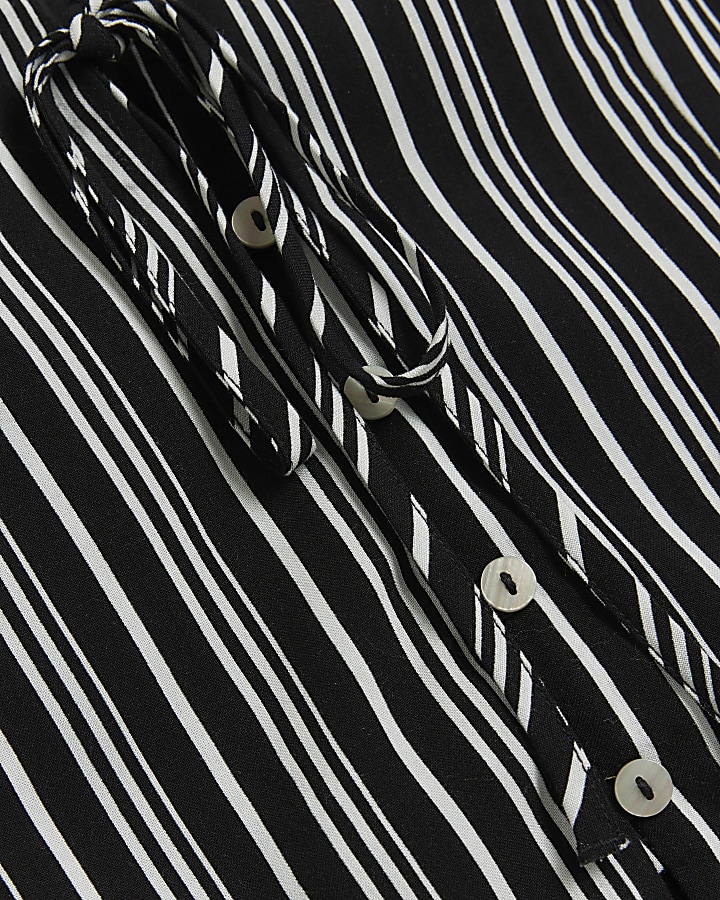 Black stripe tie up waistcoat