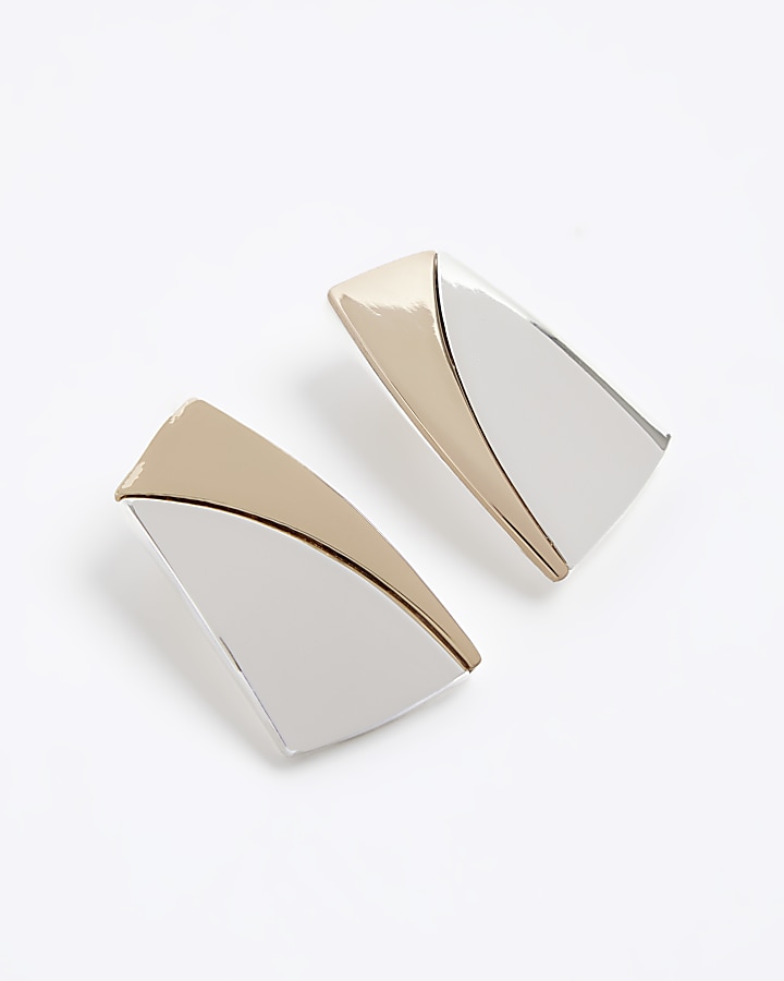 Silver sculpted stud earrings