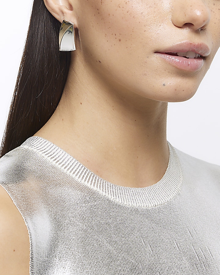 Silver sculpted stud earrings River Island
