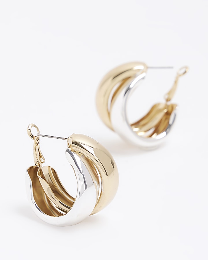 Gold multirow hoop earrings