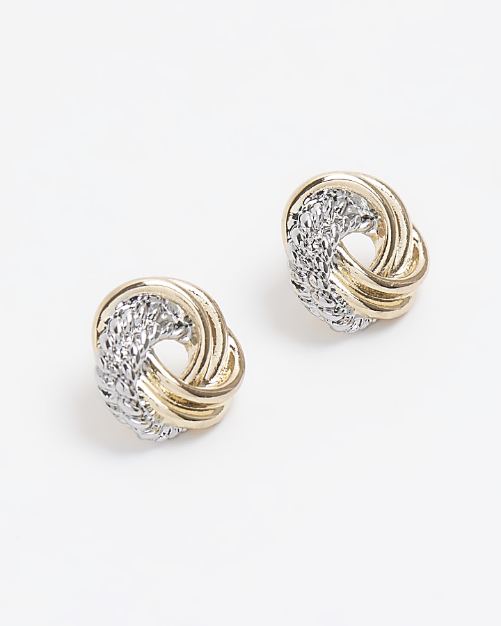 Gold Twist Stud Earrings River Island