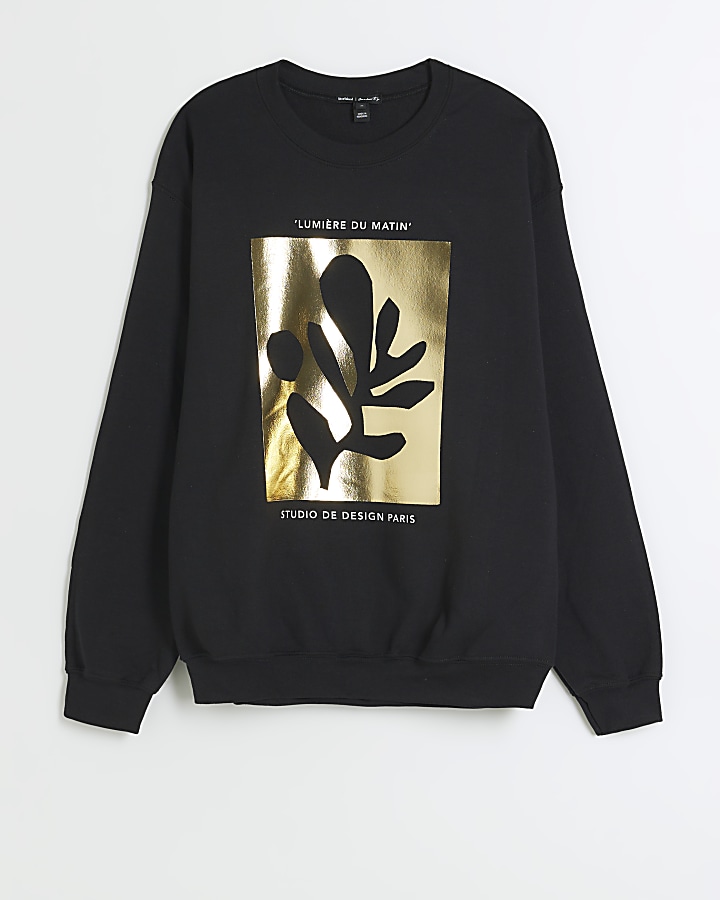 Black foil graphic sweatshirt