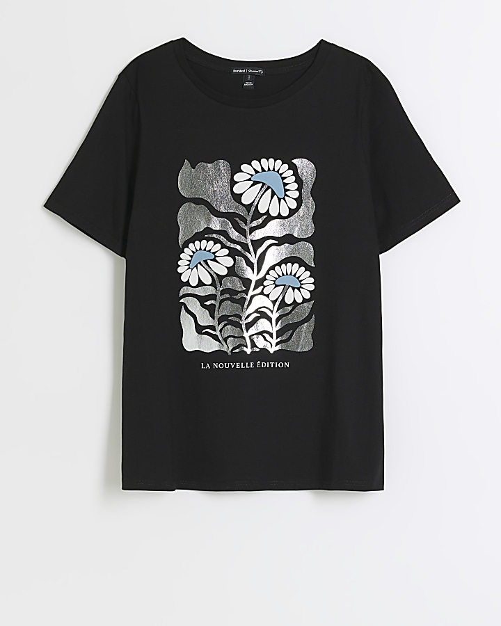 Black foil graphic t-shirt