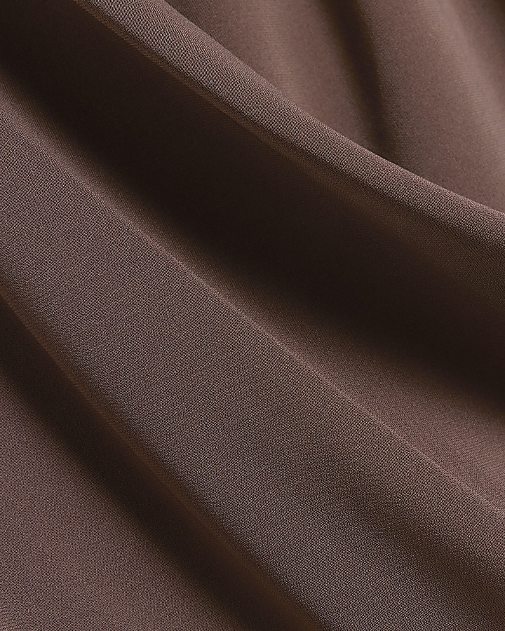 Brown drape wrap bodycon mini dress