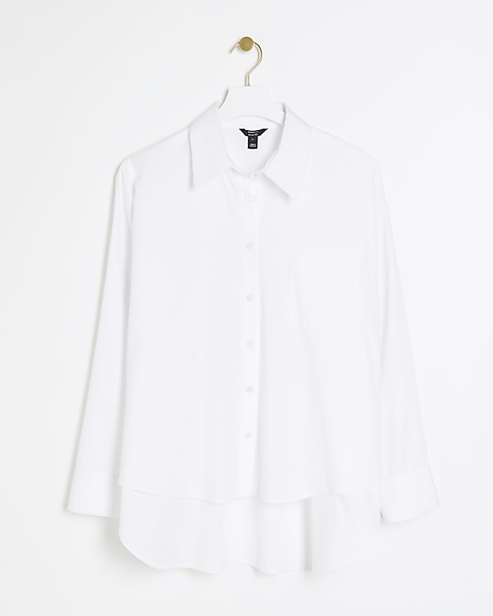 White poplin longline shirt