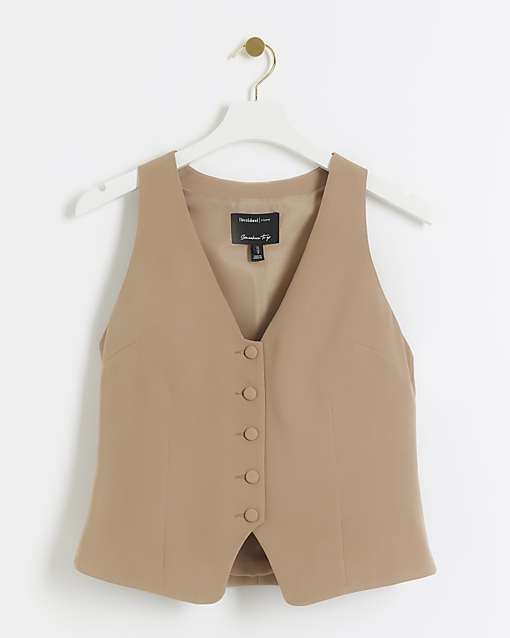 Brown button front waistcoat
