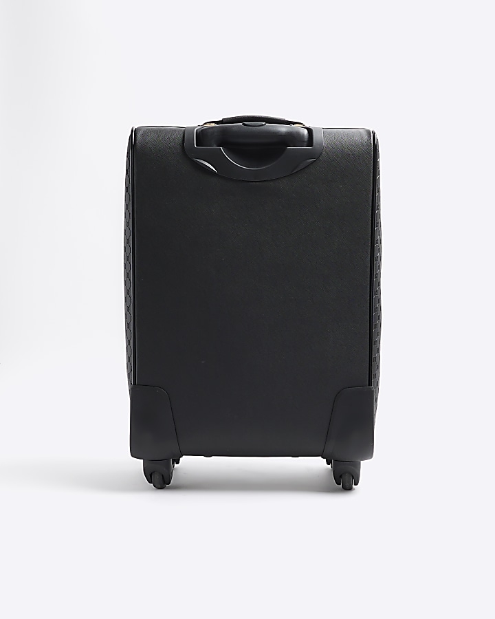 Black embossed RI monogram suitcase
