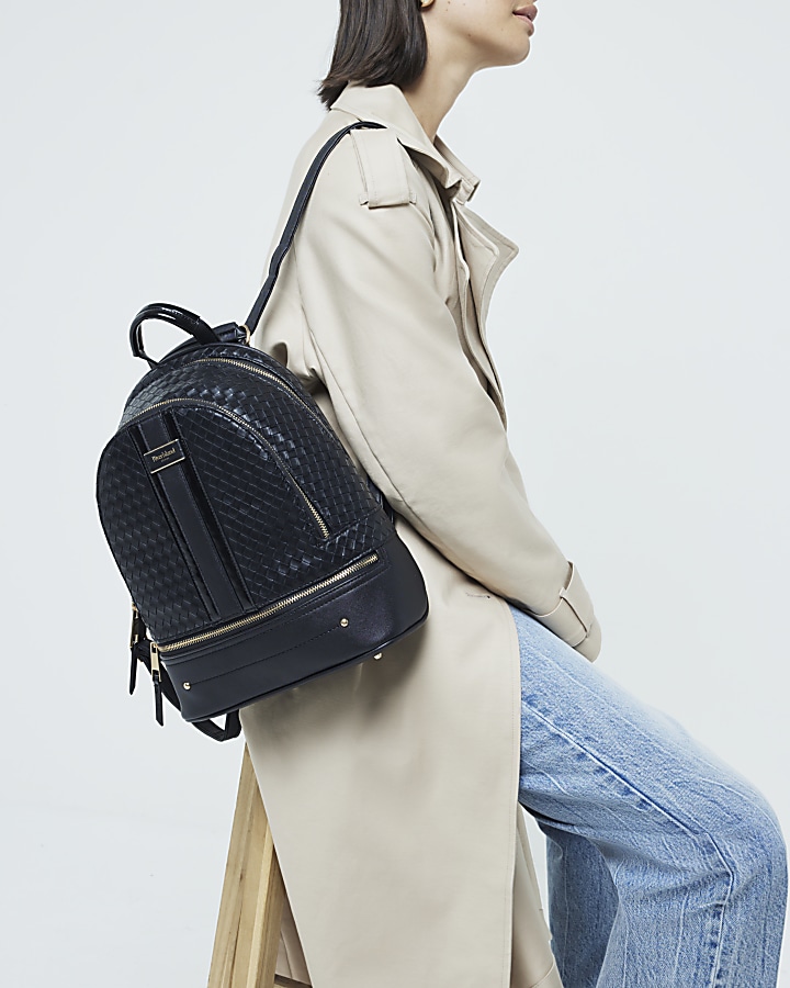 River island store backpack black