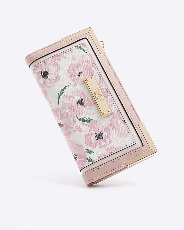 Pink floral print purse