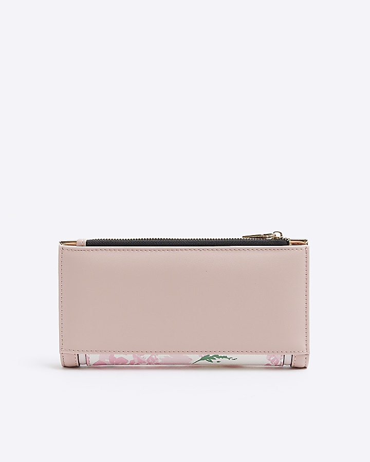 Pink floral print purse