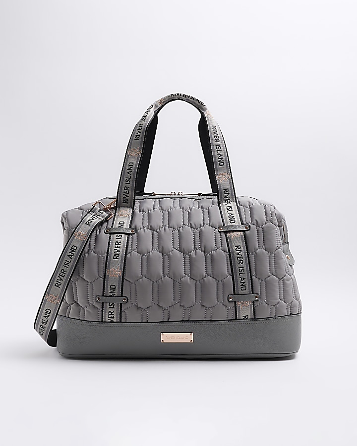 Grey quilted webbing travel bag
