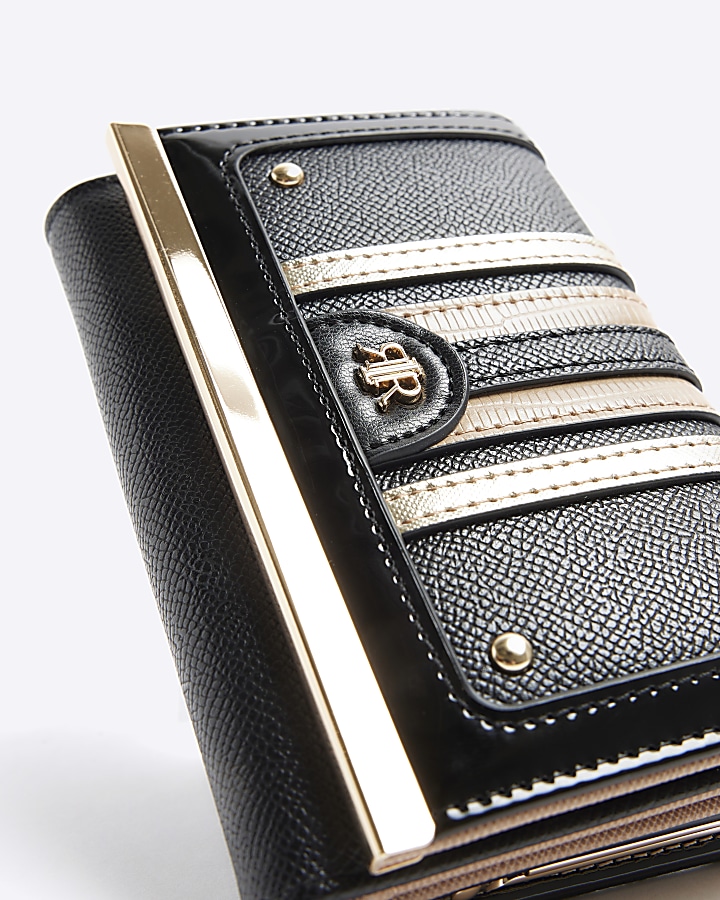 Black stripe purse River Island