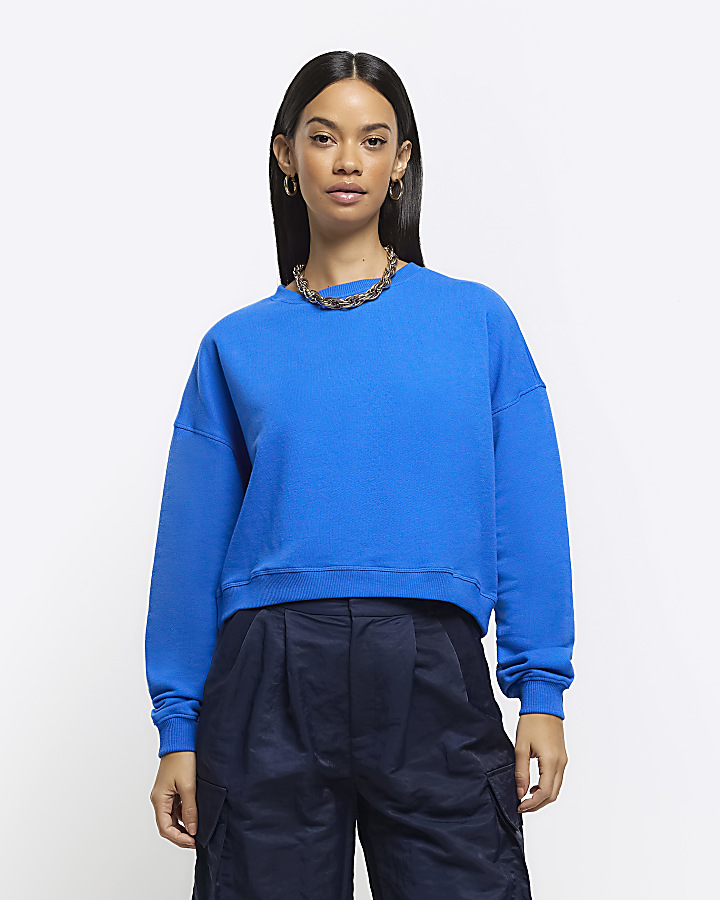 Blue cheap plain sweatshirt