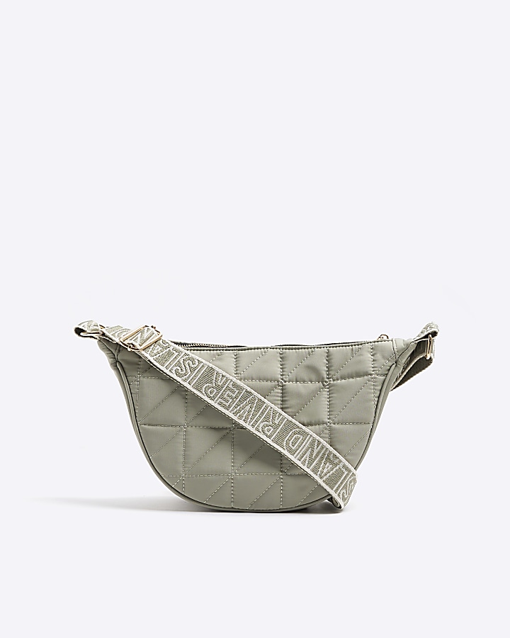 Khaki soft quilted cross body bag