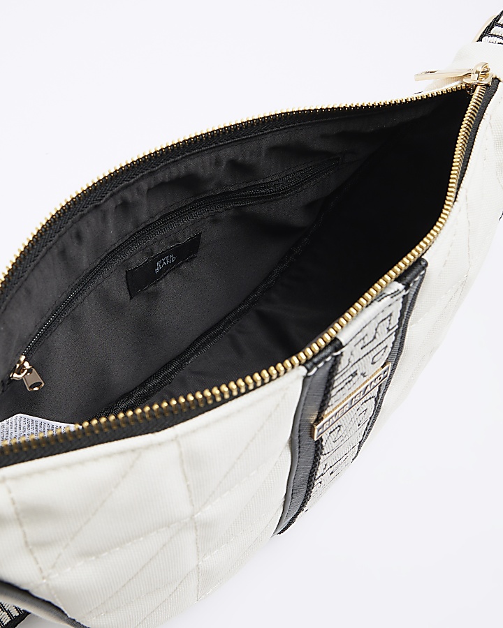 Cream webbing quilted cross body bag