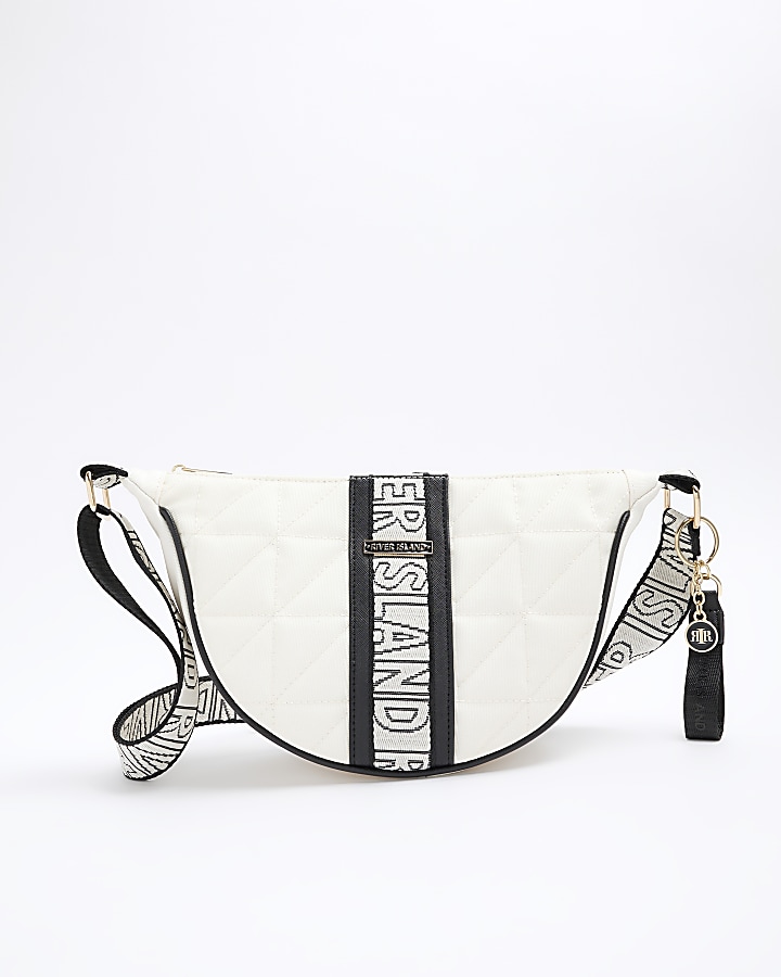 Cream webbing quilted cross body bag