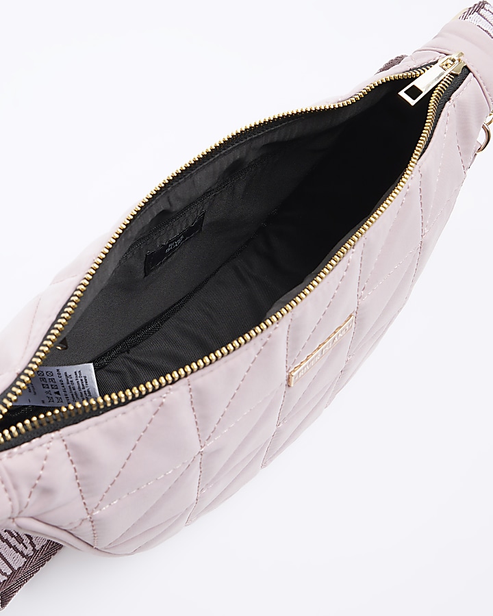Pink soft quilted cross body bag River Island