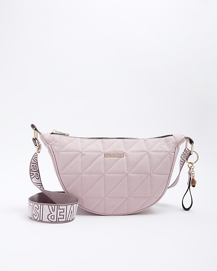 Pink soft quilted cross body bag