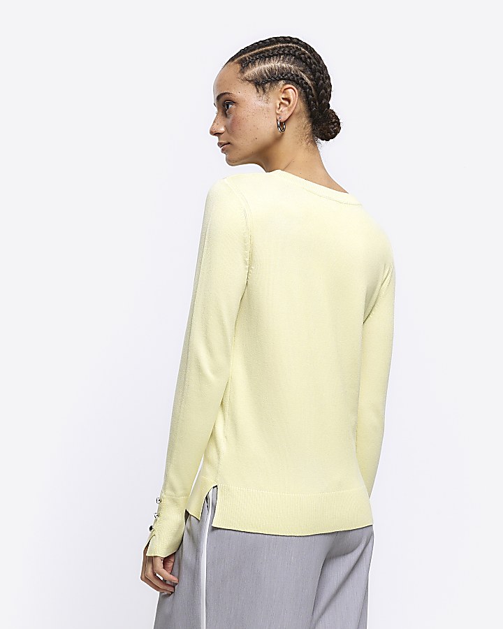 Yellow knit long sleeve top