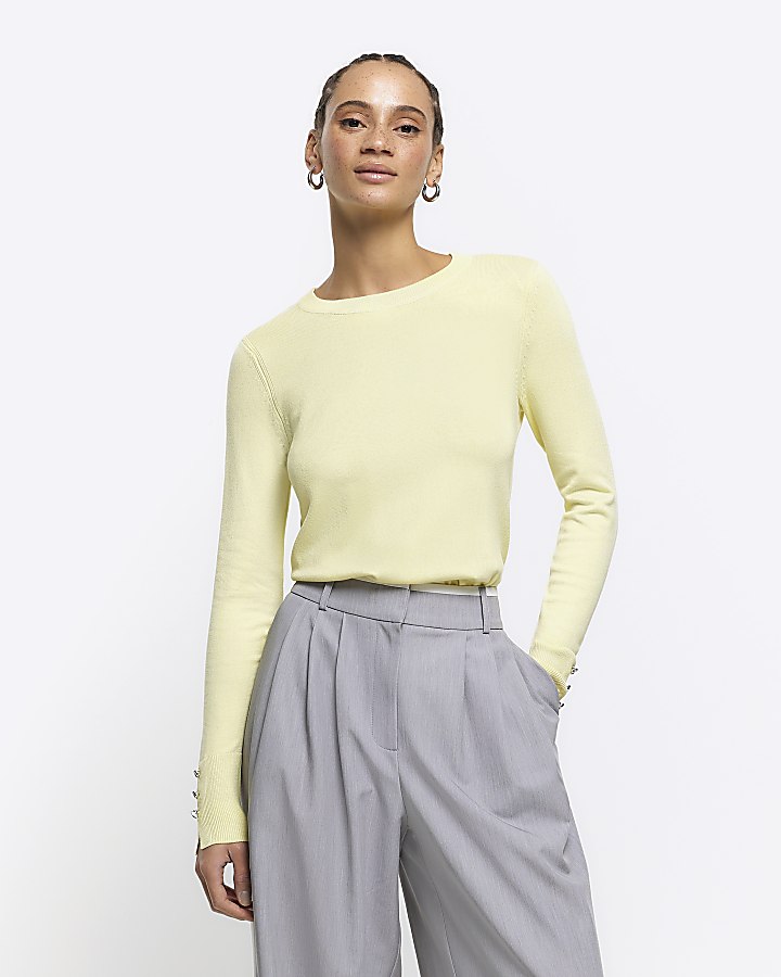 Yellow knit long sleeve top