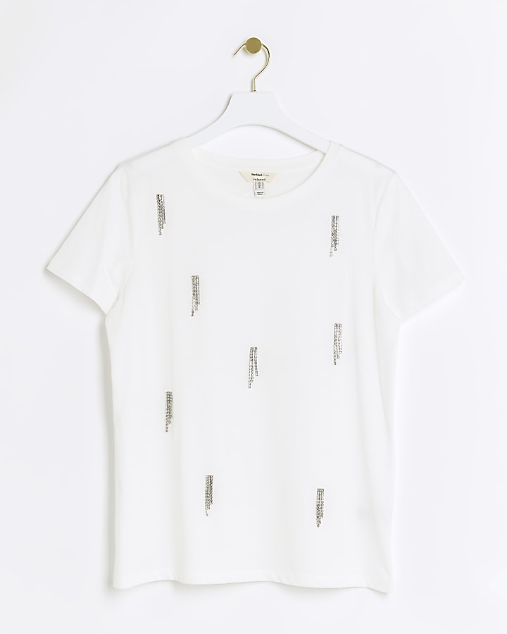 White diamante embellishment t-shirt