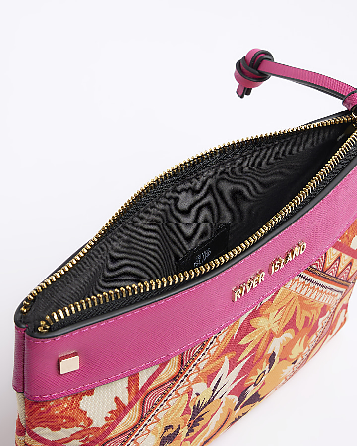 Pink floral pouchette bag