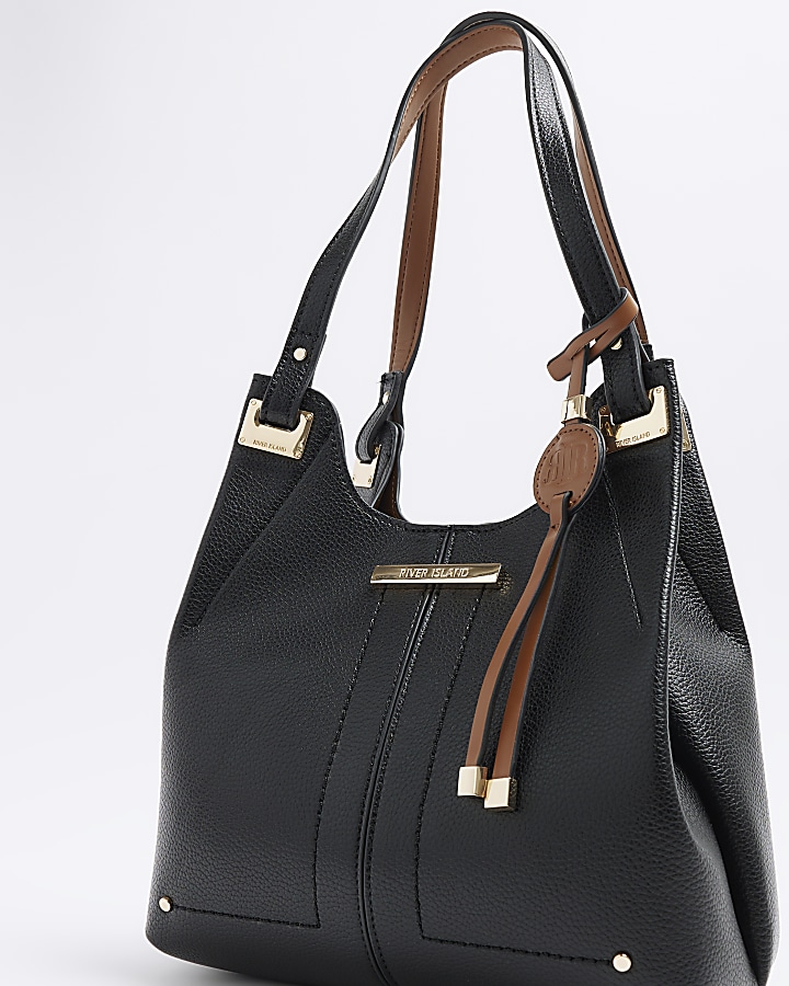 Black slouch small tote bag River Island