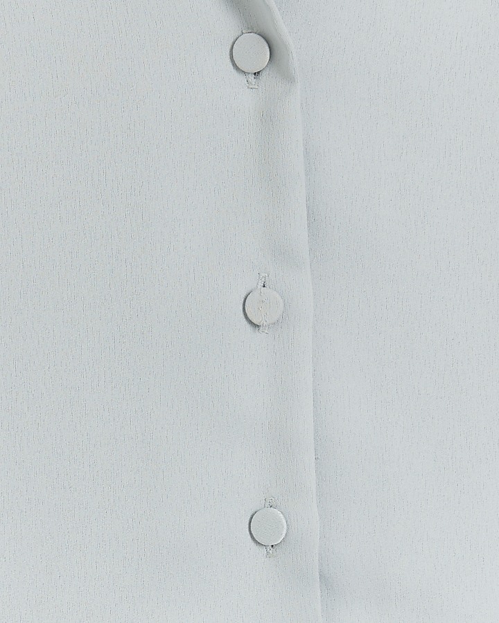 Silver satin tie waist mini shirt dress | River Island