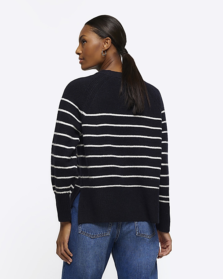 Navy knit stripe oversized jumper