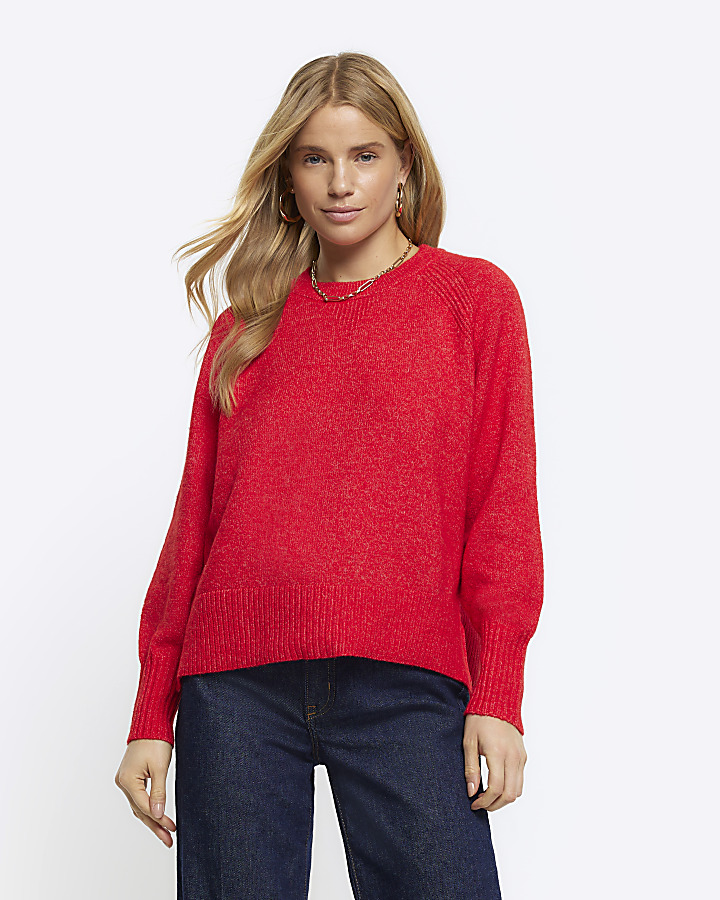 Red knit jumper | River Island
