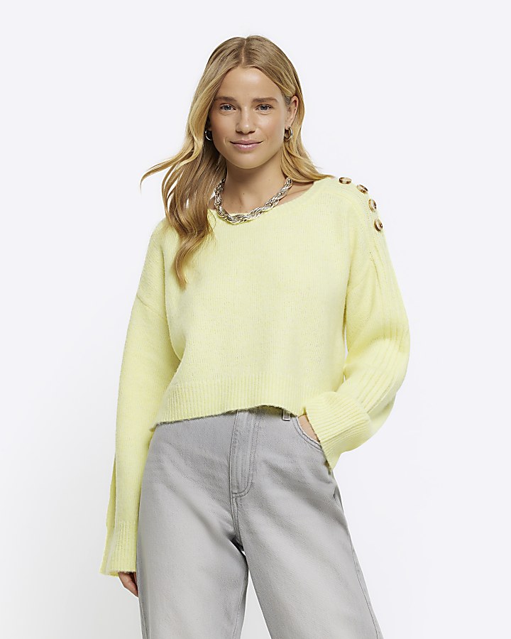 Yellow crop jumper River Island