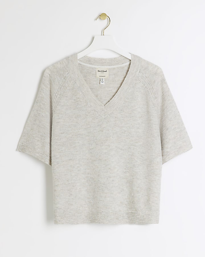 Cream knit t-shirt