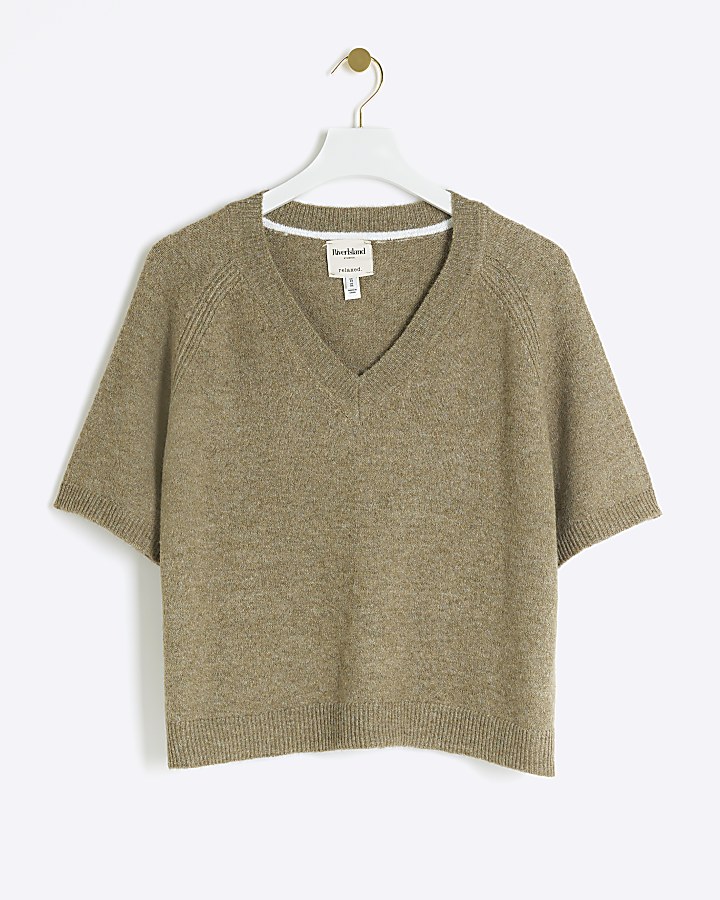 Khaki knit t-shirt