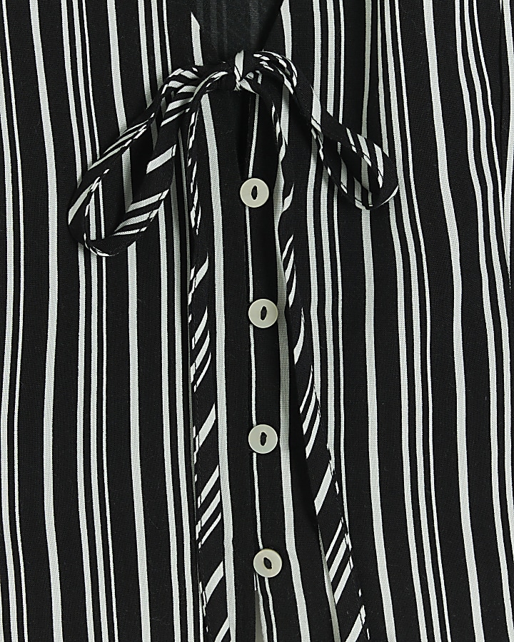 Petite black stripe tie up waistcoat