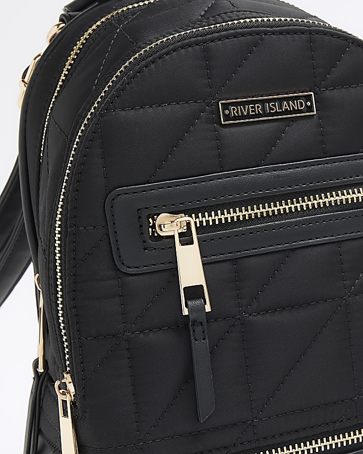 Black Quilted Zip Backpack