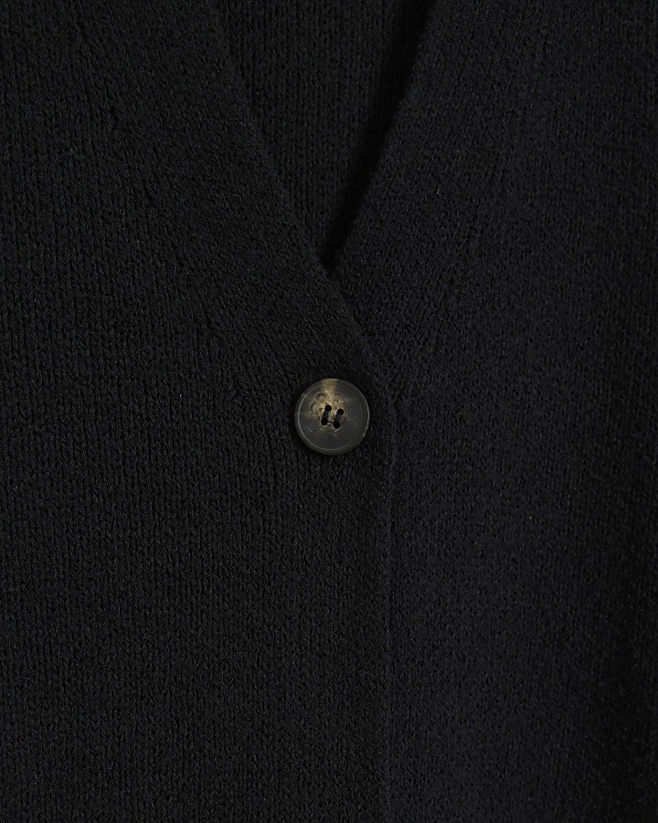 Black knit longline waistcoat