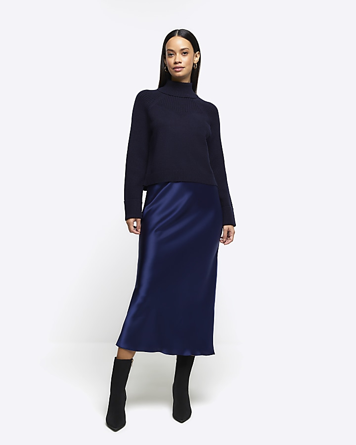 Long maxi navy clearance skirt