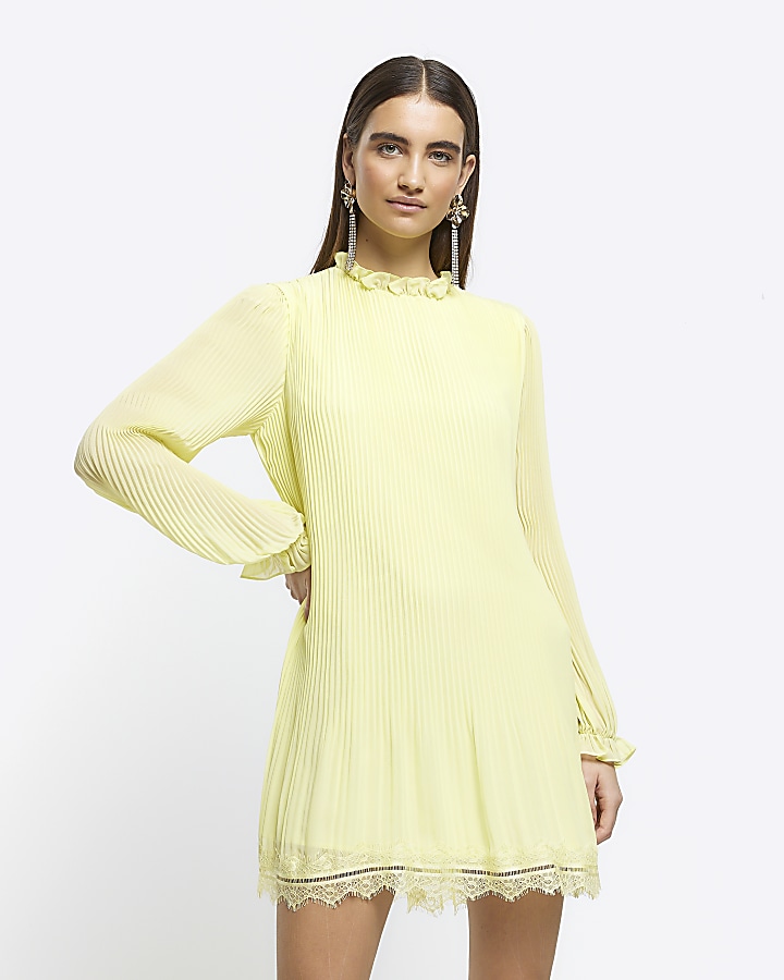 River island midi dress with belt detail hot sale in yellow