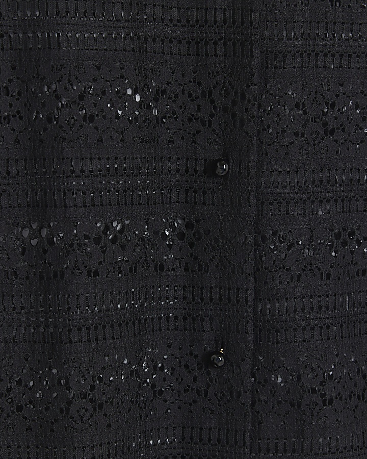 Black lace oversized long sleeve shirt