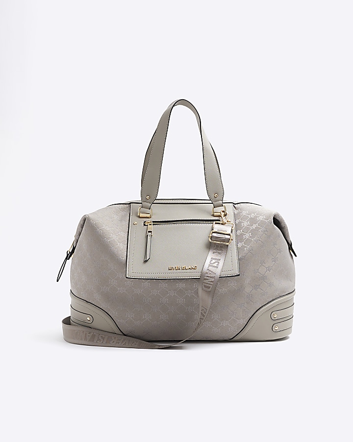 Grey jacquard monogram travel bag