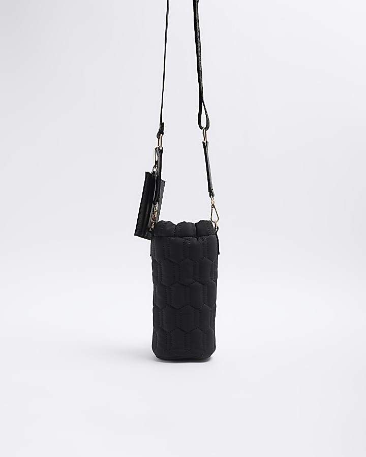 Black Quilted Bottle Holder Bag