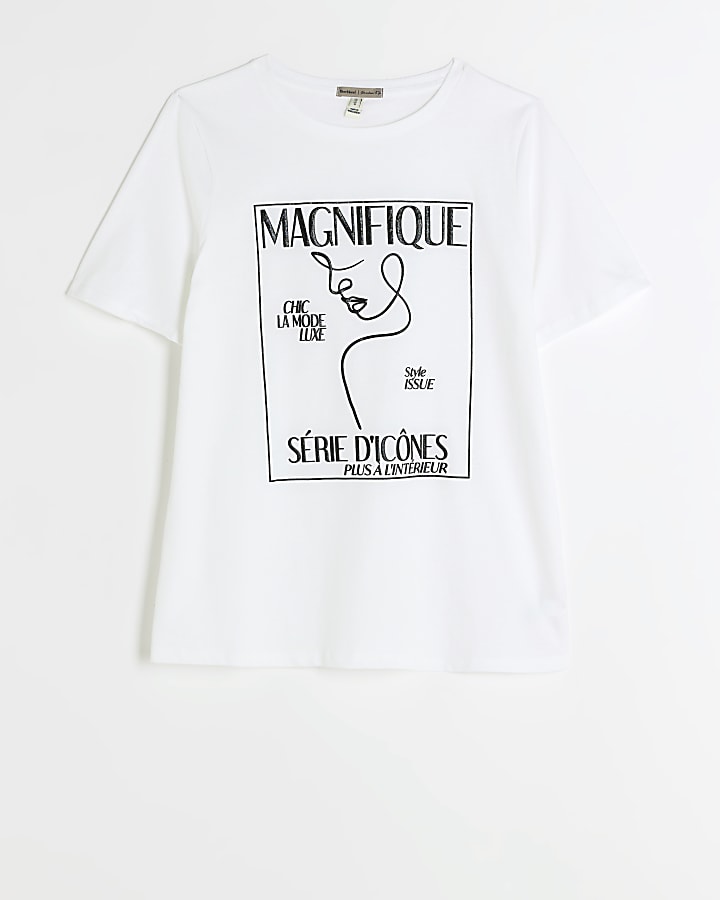 White graphic face t-shirt